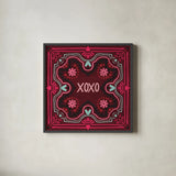 Love Sentiments XOXO by Cheryl Warrick. Shown in a sleek black glass frame for a contemporary gallery look. Available as an archival giclee rolled canvas, fine art paper, or poster print. SKU 104044a.