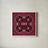 Love Sentiments XOXO by Cheryl Warrick. Shown in a crisp white glass frame for a clean and minimalist style. Available as an archival giclee rolled canvas, fine art paper, or poster print. SKU 104044a.