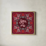 Love Sentiments You and Me by Cheryl Warrick. Shown in a natural wood glass frame for a timeless modern aesthetic. Available as an archival giclee rolled canvas, fine art paper, or poster print. SKU 104043a.