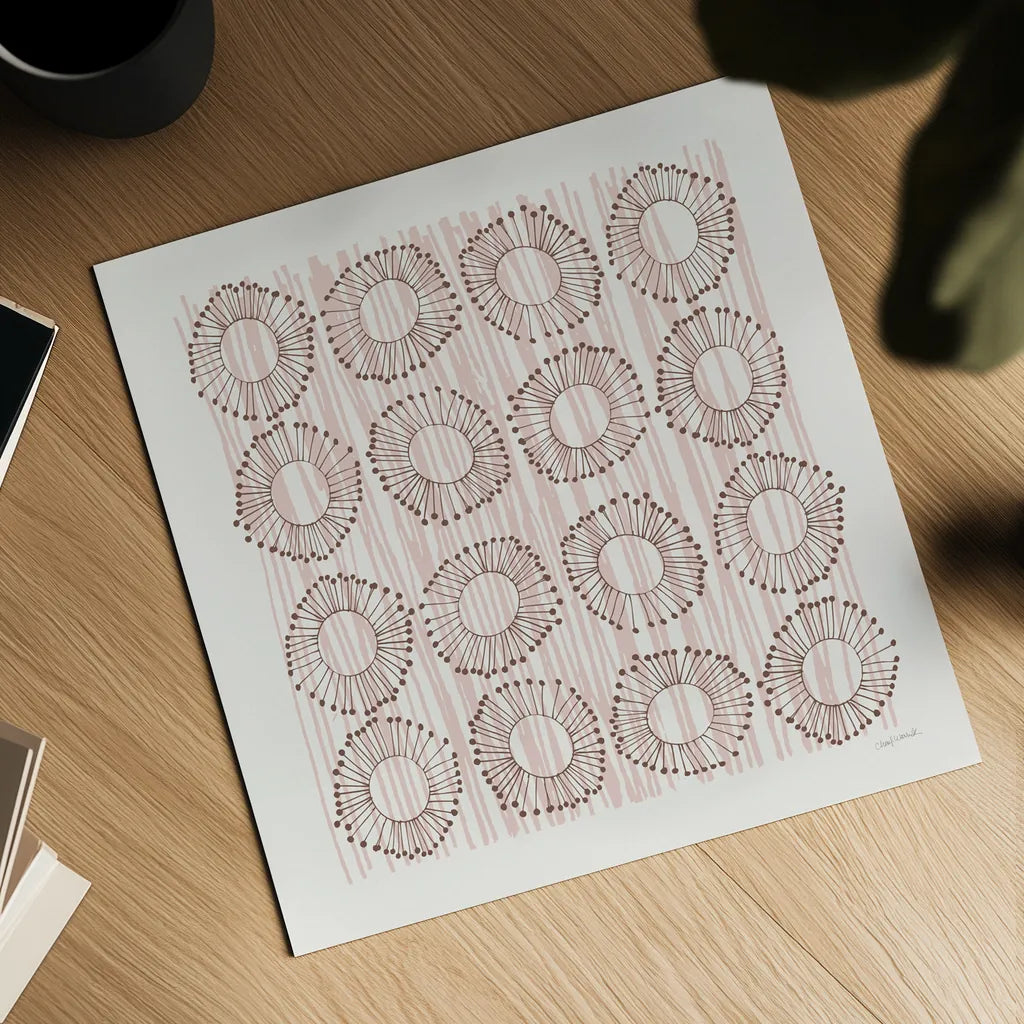 Main Street Twirled Blush by Cheryl Warrick. Shown as a detailed flat fine art print, highlighting archival giclee quality. Available as an archival giclee rolled canvas, fine art paper, or poster print. SKU 82383a.