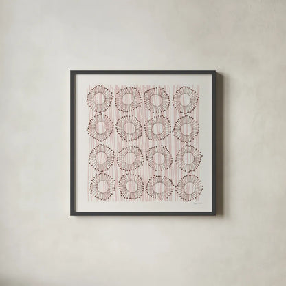 Main Street Twirled Blush by Cheryl Warrick. Shown in a sleek black glass frame for a contemporary gallery look. Available as an archival giclee rolled canvas, fine art paper, or poster print. SKU 82383a.