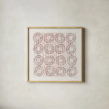 Main Street Twirled Blush by Cheryl Warrick. Shown in a natural wood glass frame for a timeless modern aesthetic. Available as an archival giclee rolled canvas, fine art paper, or poster print. SKU 82383a.