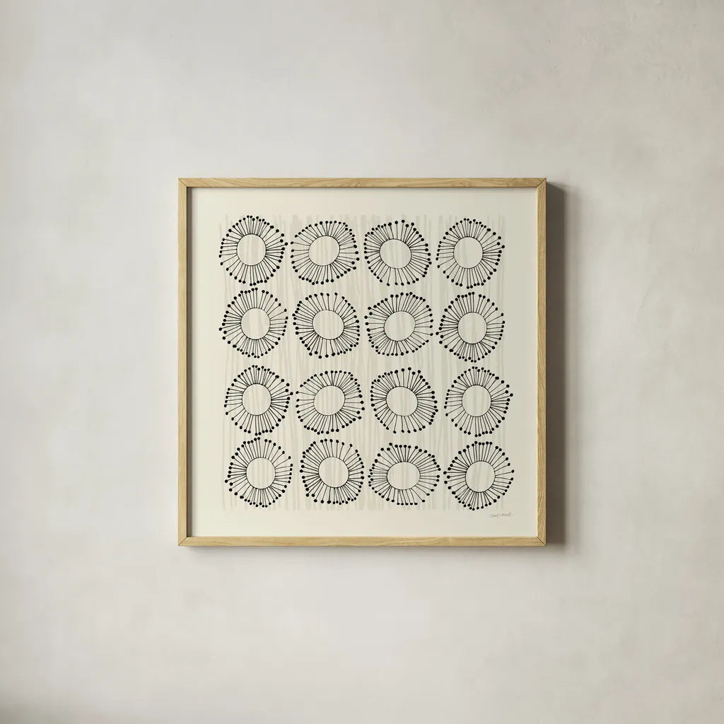 Main Street Twirled Monochrome by Cheryl Warrick. Shown in a natural wood glass frame for a timeless modern aesthetic. Available as an archival giclee rolled canvas, fine art paper, or poster print. SKU 77639a.