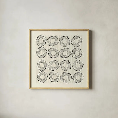 Main Street Twirled Monochrome by Cheryl Warrick. Shown in a natural wood glass frame for a timeless modern aesthetic. Available as an archival giclee rolled canvas, fine art paper, or poster print. SKU 77639a.