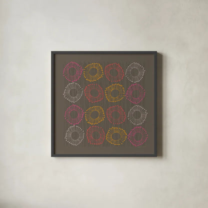 Main Street Twirled Rich by Cheryl Warrick. Shown in a sleek black glass frame for a contemporary gallery look. Available as an archival giclee rolled canvas, fine art paper, or poster print. SKU 77638a.