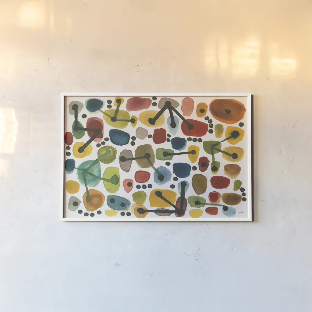 Mid Century I by Cheryl Warrick. shown as a paper print in a white frame. Available as a archival giclee rolled canvas, fine art paper, or poster print. SKU 22753i.