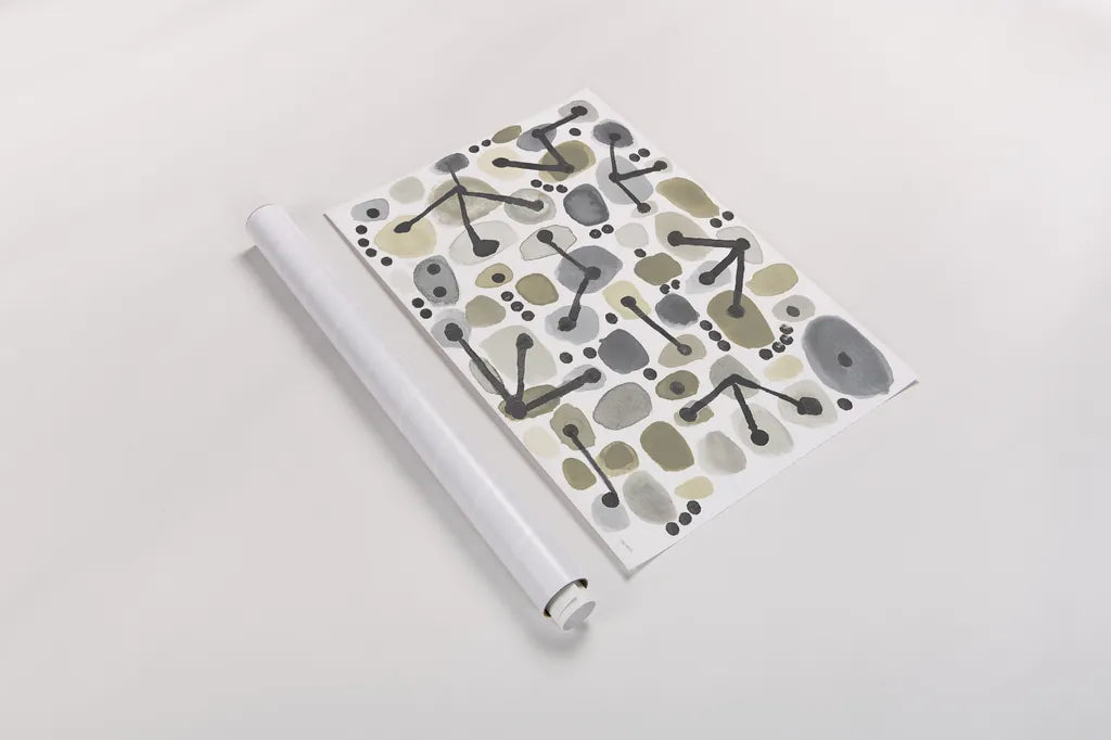 Mid Century I Achroma by Cheryl Warrick. shown as a rolled paper print. Available as archival giclee rolled canvas, fine art paper, or poster print. SKU 30004i.