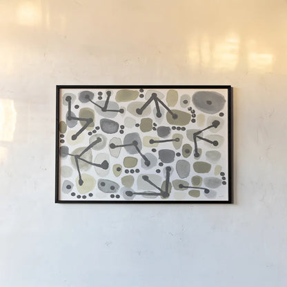 Mid Century I Achroma by Cheryl Warrick. shown as a paper print in a black flame. Available as a archival giclee rolled canvas, fine art paper, or poster print. SKU 30004i.