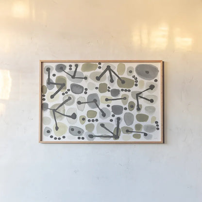Mid Century I Achroma by Cheryl Warrick. shown as a paper print in a natural frame. Available as a archival giclee rolled canvas, fine art paper, or poster print. SKU 30004i.