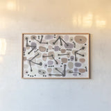 Mid Century I Blush by Cheryl Warrick. shown as a paper print in a natural frame. Available as a archival giclee rolled canvas, fine art paper, or poster print. SKU 42737i.