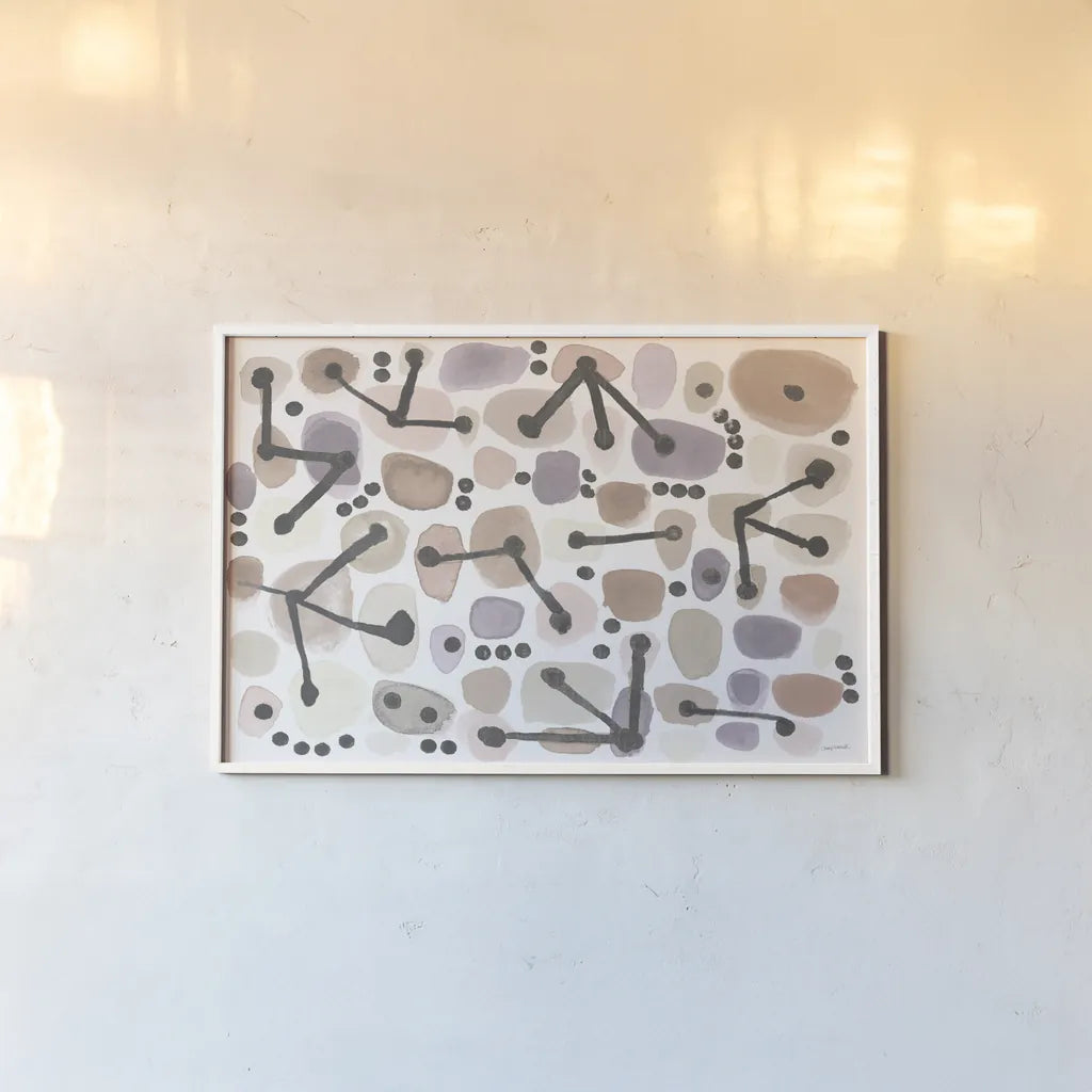 Mid Century I Blush by Cheryl Warrick. shown as a paper print in a white frame. Available as a archival giclee rolled canvas, fine art paper, or poster print. SKU 42737i.