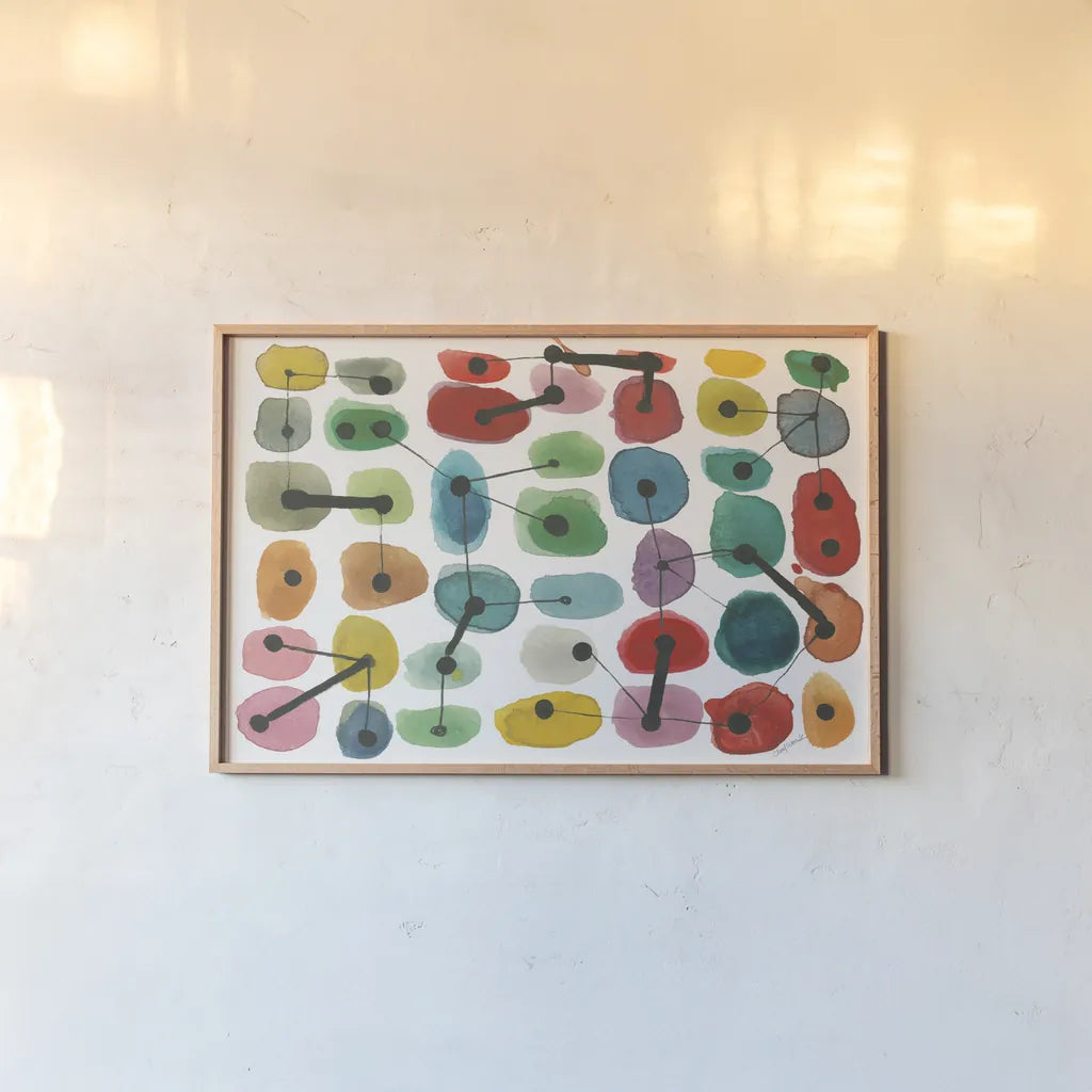 Mid Century II by Cheryl Warrick. shown as a paper print in a natural frame. Available as a archival giclee rolled canvas, fine art paper, or poster print. SKU 22754i.