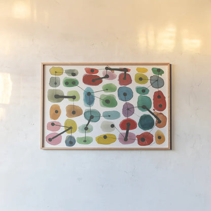 Mid Century II by Cheryl Warrick. shown as a paper print in a natural frame. Available as a archival giclee rolled canvas, fine art paper, or poster print. SKU 22754i.