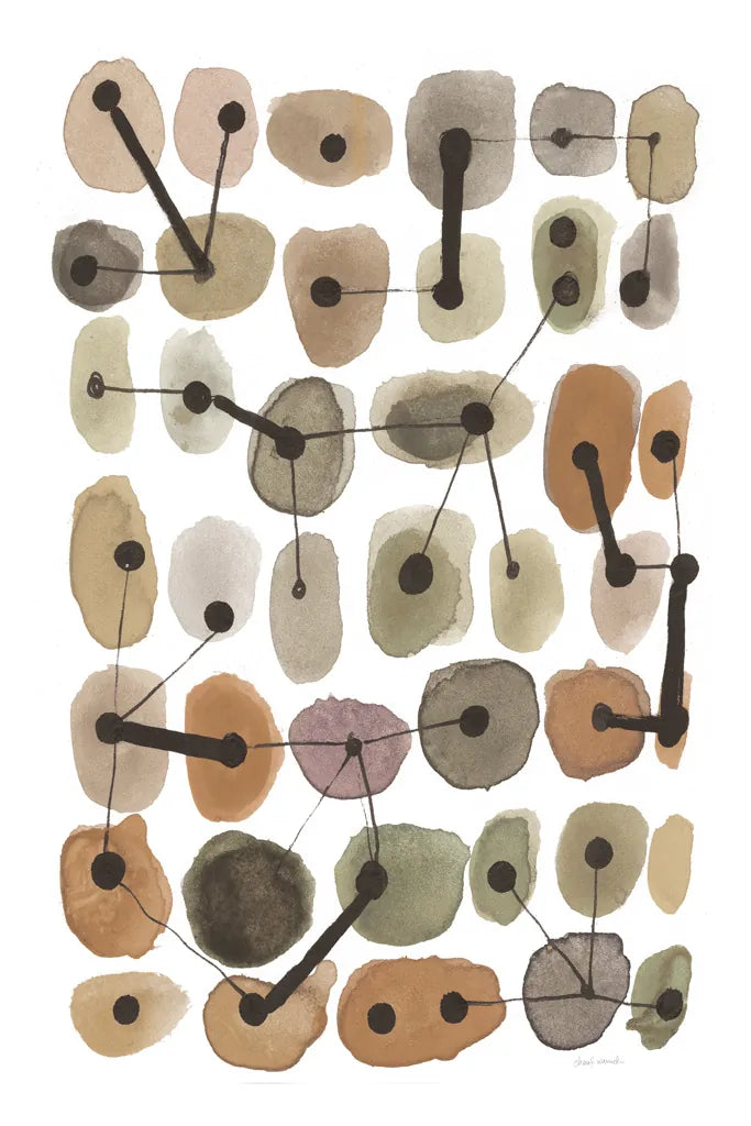 Mid Century II Warm Neutral Vertical by Cheryl Warrick. SKU 77624h. Archival Giclee Fine art print for wall decor.