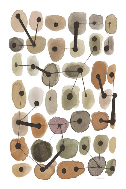 Mid Century II Warm Neutral Vertical by Cheryl Warrick. SKU 77624h. Archival Giclee Fine art print for wall decor.