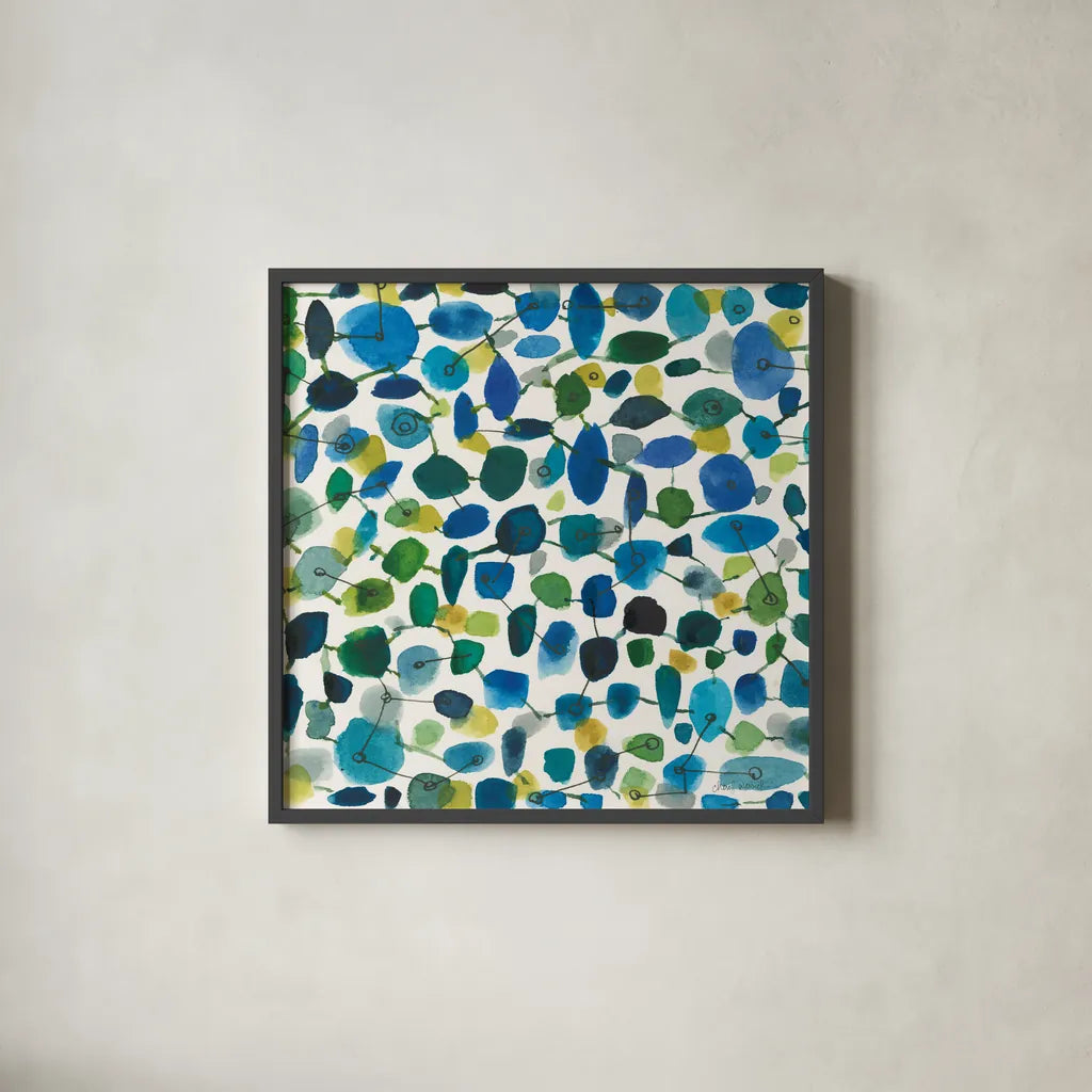 Mid Century III Crop by Cheryl Warrick. Shown in a sleek black glass frame for a contemporary gallery look. Available as an archival giclee rolled canvas, fine art paper, or poster print. SKU 18393a.