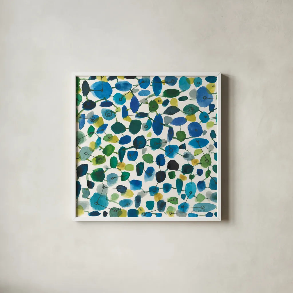 Mid Century III Crop by Cheryl Warrick. Shown in a crisp white glass frame for a clean and minimalist style. Available as an archival giclee rolled canvas, fine art paper, or poster print. SKU 18393a.