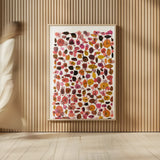Mid Century III Plum Vertical by Cheryl Warrick. shown as over sized large wall art. Available as an archival giclee rolled canvas, fine art paper, or poster print. SKU 77623h.