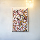 Mid Century III Plum Vertical by Cheryl Warrick. shown as a paper print in a black flame. Available as a archival giclee rolled canvas, fine art paper, or poster print. SKU 77623h.