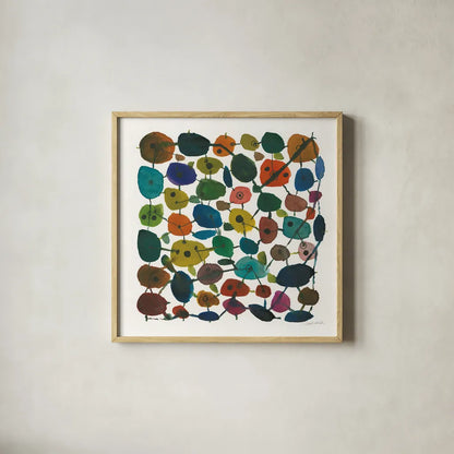 Mid Century IV by Cheryl Warrick. Shown in a natural wood glass frame for a timeless modern aesthetic. Available as an archival giclee rolled canvas, fine art paper, or poster print. SKU 22755a.