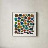 Mid Century IV by Cheryl Warrick. Shown in a crisp white glass frame for a clean and minimalist style. Available as an archival giclee rolled canvas, fine art paper, or poster print. SKU 22755a.