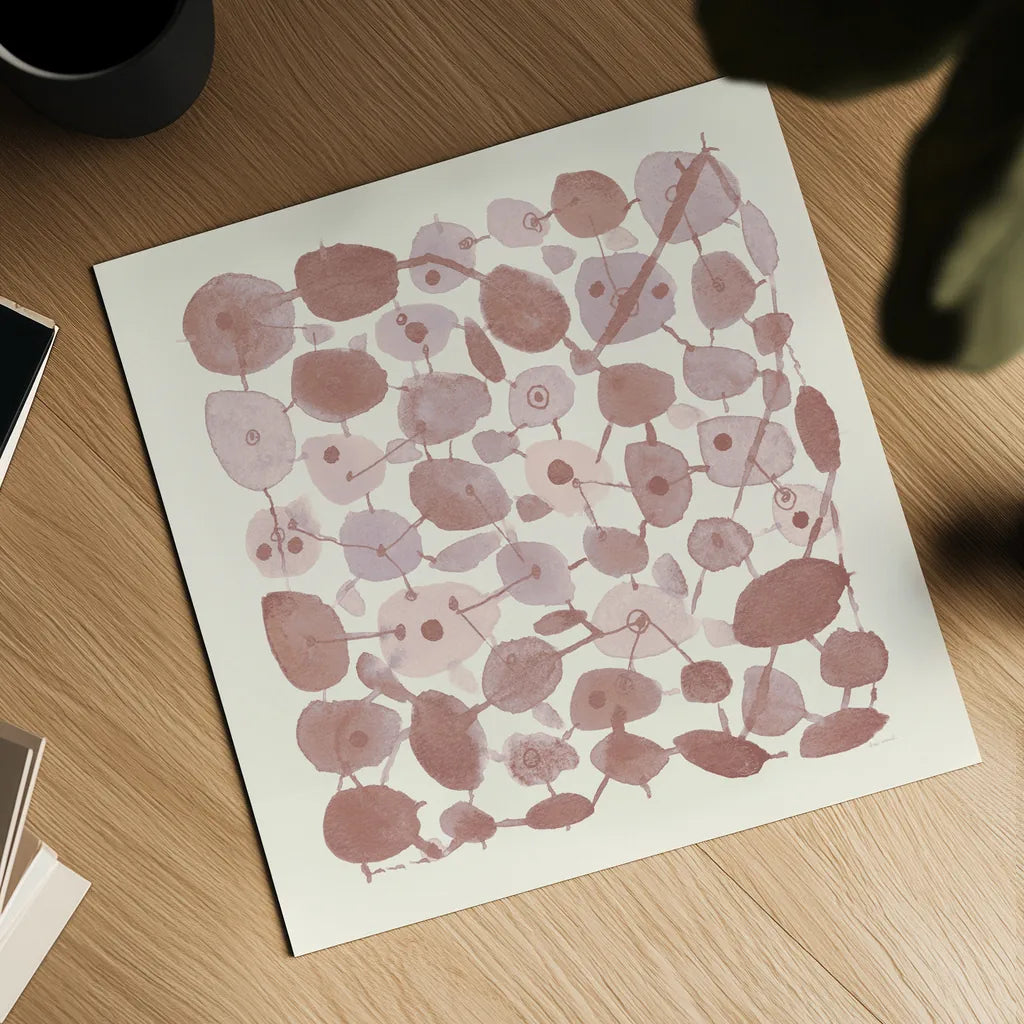 Mid Century IV Blush by Cheryl Warrick. Shown as a detailed flat fine art print, highlighting archival giclee quality. Available as an archival giclee rolled canvas, fine art paper, or poster print. SKU 42741a.