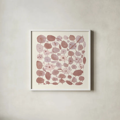 Mid Century IV Blush by Cheryl Warrick. Shown in a crisp white glass frame for a clean and minimalist style. Available as an archival giclee rolled canvas, fine art paper, or poster print. SKU 42741a.