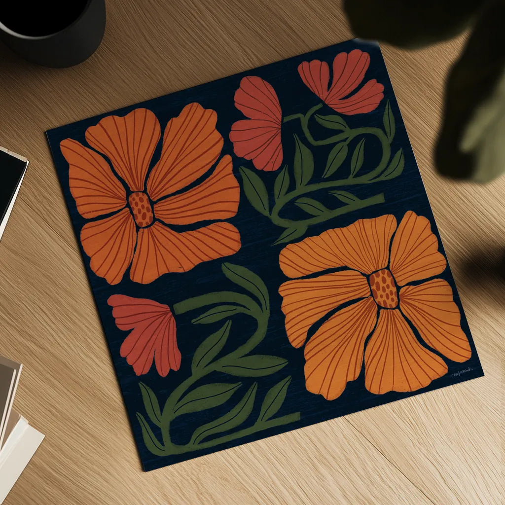 Modern Blooms III by Cheryl Warrick. Shown as a detailed flat fine art print, highlighting archival giclee quality. Available as an archival giclee rolled canvas, fine art paper, or poster print. SKU 102950a.