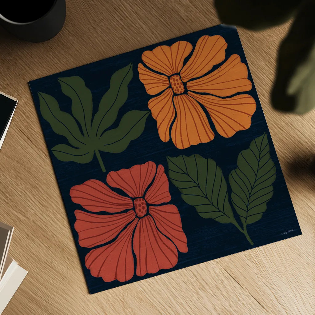 Modern Blooms IV by Cheryl Warrick. Shown as a detailed flat fine art print, highlighting archival giclee quality. Available as an archival giclee rolled canvas, fine art paper, or poster print. SKU 102951a.