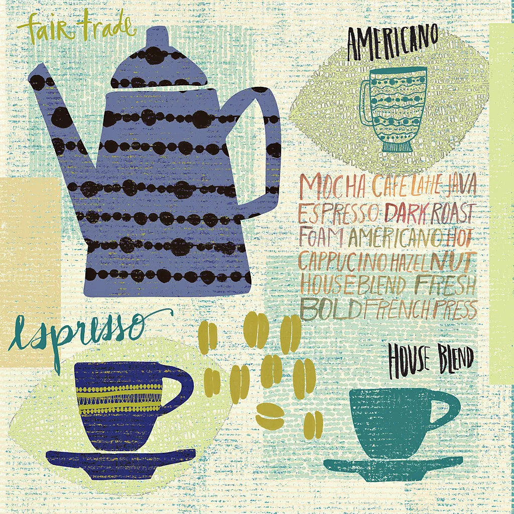 Modern Cafe I by Cheryl Warrick. SKU 37838a. Archival Giclee Fine art print for wall decor.