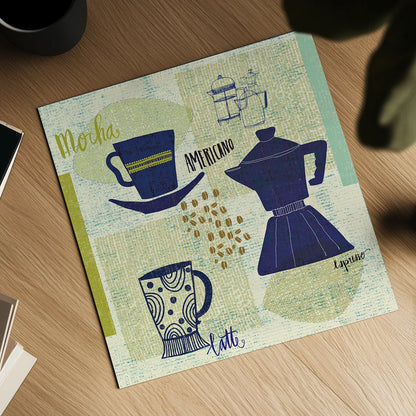 Modern Cafe II by Cheryl Warrick. Shown as a detailed flat fine art print, highlighting archival giclee quality. Available as an archival giclee rolled canvas, fine art paper, or poster print. SKU 37839a.