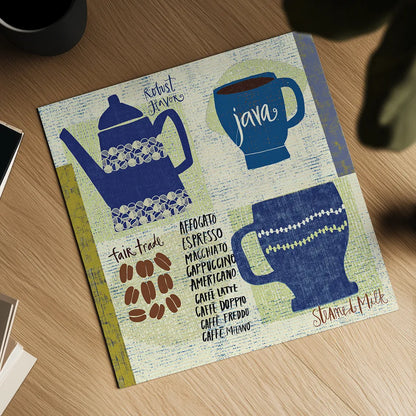 Modern Cafe III by Cheryl Warrick. Shown as a detailed flat fine art print, highlighting archival giclee quality. Available as an archival giclee rolled canvas, fine art paper, or poster print. SKU 37840a.