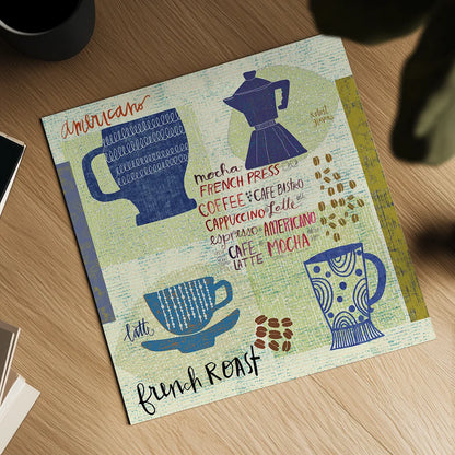 Modern Cafe IV by Cheryl Warrick. Shown as a detailed flat fine art print, highlighting archival giclee quality. Available as an archival giclee rolled canvas, fine art paper, or poster print. SKU 37841a.