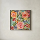 Ode to Spring I by Cheryl Warrick. Shown in a sleek black glass frame for a contemporary gallery look. Available as an archival giclee rolled canvas, fine art paper, or poster print. SKU 78384a.