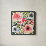 Ode to Spring III by Cheryl Warrick. Shown in a sleek black glass frame for a contemporary gallery look. Available as an archival giclee rolled canvas, fine art paper, or poster print. SKU 78386a.