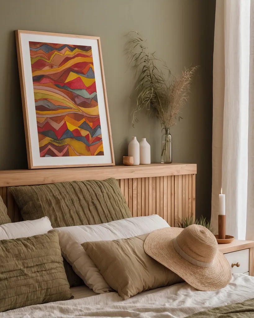 Painted Desert I by Cheryl Warrick. shown as a paper print in a natural frame. Available as a archival giclee rolled canvas, fine art paper, or poster print. SKU 79895h.