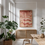 Painted Desert II by Cheryl Warrick. shown as a print in a natural wood frame in a dining room. Available as a archival giclee rolled canvas, fine art paper, or poster print. SKU 79896h.