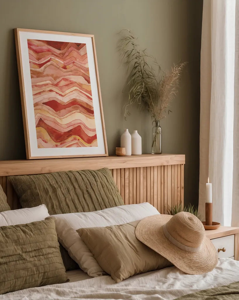 Painted Desert II by Cheryl Warrick. shown as a paper print in a natural frame. Available as a archival giclee rolled canvas, fine art paper, or poster print. SKU 79896h.