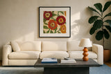 Park III v.2 by Cheryl Warrick. Displayed in a glass frame with matte in a clean modern living room. Available as an archival giclee rolled canvas, fine art paper, or poster print. SKU 13972a.