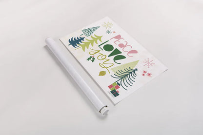 Peace Love Joy I by Cheryl Warrick. shown as a rolled paper print. Available as archival giclee rolled canvas, fine art paper, or poster print. SKU 79259i.