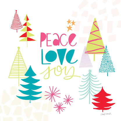 Peace Love Joy II Bright by Cheryl Warrick. SKU 79957a. Archival Giclee Fine art print for wall decor.