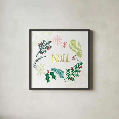 Peace Love Joy III by Cheryl Warrick. Shown in a sleek black glass frame for a contemporary gallery look. Available as an archival giclee rolled canvas, fine art paper, or poster print. SKU 79261a.