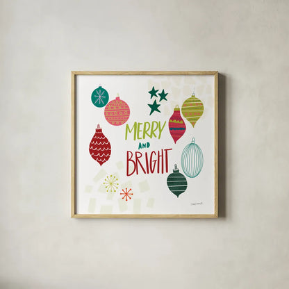 Peace Love Joy IV by Cheryl Warrick. Shown in a natural wood glass frame for a timeless modern aesthetic. Available as an archival giclee rolled canvas, fine art paper, or poster print. SKU 79262a.