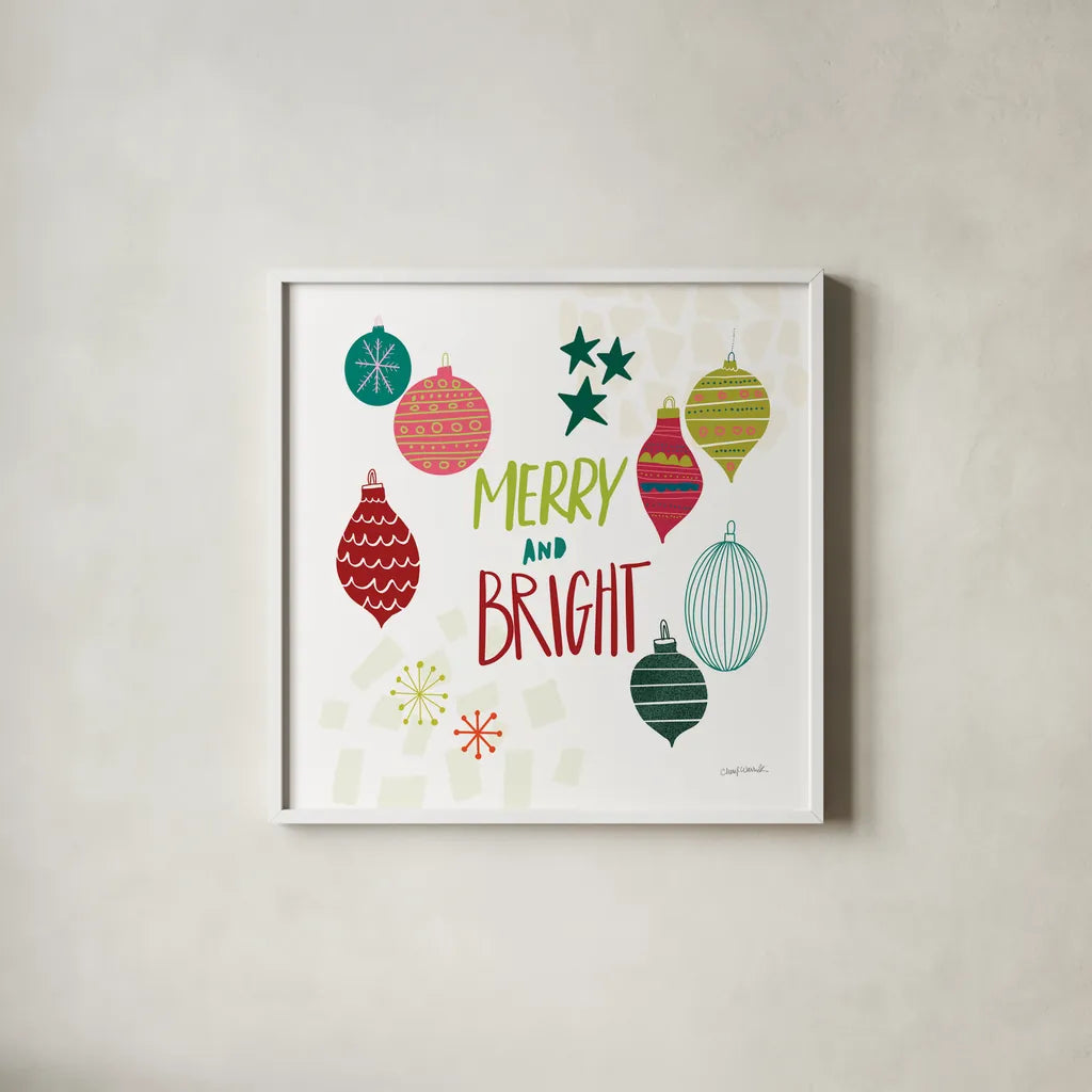 Peace Love Joy IV by Cheryl Warrick. Shown in a crisp white glass frame for a clean and minimalist style. Available as an archival giclee rolled canvas, fine art paper, or poster print. SKU 79262a.