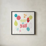 Peace Love Joy IV Bright by Cheryl Warrick. Shown in a sleek black glass frame for a contemporary gallery look. Available as an archival giclee rolled canvas, fine art paper, or poster print. SKU 79959a.