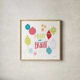 Peace Love Joy IV Bright by Cheryl Warrick. Shown in a natural wood glass frame for a timeless modern aesthetic. Available as an archival giclee rolled canvas, fine art paper, or poster print. SKU 79959a.