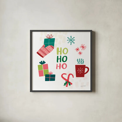 Peace Love Joy V by Cheryl Warrick. Shown in a sleek black glass frame for a contemporary gallery look. Available as an archival giclee rolled canvas, fine art paper, or poster print. SKU 79263a.