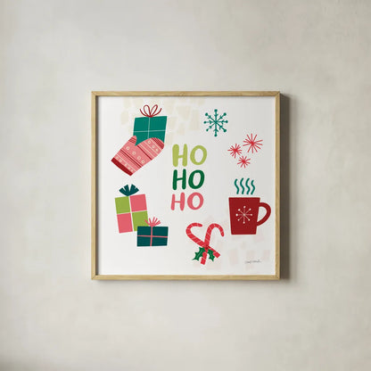 Peace Love Joy V by Cheryl Warrick. Shown in a natural wood glass frame for a timeless modern aesthetic. Available as an archival giclee rolled canvas, fine art paper, or poster print. SKU 79263a.