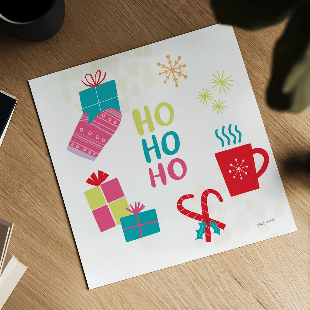 Peace Love Joy V Bright by Cheryl Warrick. Shown as a detailed flat fine art print, highlighting archival giclee quality. Available as an archival giclee rolled canvas, fine art paper, or poster print. SKU 79960a.