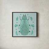Playful Bugs I by Cheryl Warrick. Shown in a sleek black glass frame for a contemporary gallery look. Available as an archival giclee rolled canvas, fine art paper, or poster print. SKU 102954a.